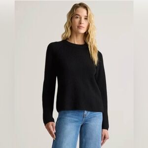 NWT Quince Mongolian Cashmere Fisherman Crewneck Sweater Black Small